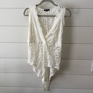 Ambiance Lace Bodysuit in White Lingerie or Body Suit